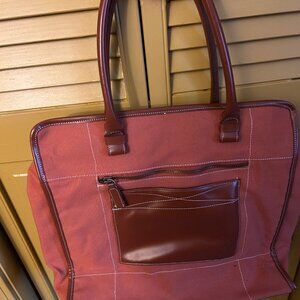 Vintage rare Spiegel canvas Rust color Tote pocket inside & outside 13x16